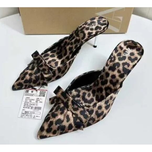 ZARA Leopard Print Heeled Shoes NWT - Picture 14 of 16